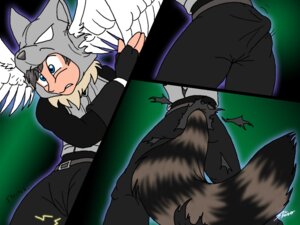 Rating: Safe Score: 0 Tags: 4:3 ambiguous_gender animal_humanoid bottomwear canid canid_humanoid canine canine_humanoid canis catmonkshiro clothing e621 feathered_wings feathers head_wings humanoid mammal mammal_humanoid pants silver_saber solo tail transformation unusual_wing_placement wings wolf wolf_humanoid wolf_tail User: bunchy7s