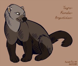 Rating: Safe Score: 0 Tags: 2009 artist_name dated e621 english_text female feral gulonine mammal mustelid musteline quadruped simple_background solo tail tayra text vekke User: bunchy7s