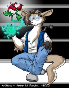 Rating: Safe Score: 0 Tags: 2002 amber_williams anthro biped black_background blue_bottomwear blue_clothing blue_eyewear blue_outerwear bottomwear clothed clothing crossed_legs deer digital_media_(artwork) e621 eyewear flower footwear front_view full-length_portrait fully_clothed glasses grey_clothing grey_footwear hair long_tail low_res magic magic_user male mammal pants pattern_background plant ponytail portrait pose rose_(flower) shirt shoes simple_background sitting solo striped_background tail topwear vest white_clothing white_topwear User: bunchy7s
