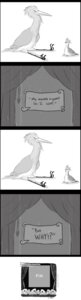Rating: Safe Score: 0 Tags: absurd_res ambiguous_gender aquatic avian bird dialogue duo e621 english_text eyewear feral fish glasses greyscale hi_res hoot_(artist) humor monochrome sitting text theater User: bunchy7s