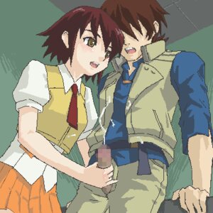 Rating: Explicit Score: 0 Tags: 1boy 1girls brown_hair censored censored_penis clothed clothing enora_taft female fully_clothed graham_river handjob kenran_butou_sai lowres male male/female mosaic_censoring oekaki open_mouth penis rule34 shimano_natsume short_hair User: bunchy7s