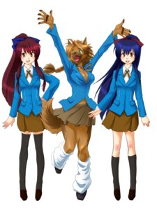 Rating: Safe Score: 0 Tags: 3:4 anthro bottomwear breasts canid canine canis cleavage clothed clothing domestic_dog e621 female footwear group happy human knock-kneed leg_warmers legwear mammal one_eye_closed open_mouth raised_arm saotome_waho school_uniform shirt simple_background skirt smile socks stockings tail topwear uniform wink woo_yay yakasekisato User: bunchy7s