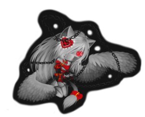Rating: Questionable Score: 0 Tags: anthro belt canid canine chain e621 feathered_wings feathers female fox fur grey_body grey_fur grey_hair hair heart_symbol long_hair low_res mammal red_eyes solo unwished-cilex13 wings User: bunchy7s