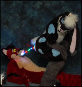 Rating: Questionable Score: 0 Tags: anthro big_ears bovid canid canine caprine clothing costume duo e621 female fox fursuit goat grandfathered_content hooves horn latinvixen male mammal photography_(artwork) pink_nose real rectal_lasers spots super_gay what yellow_eyes User: bunchy7s