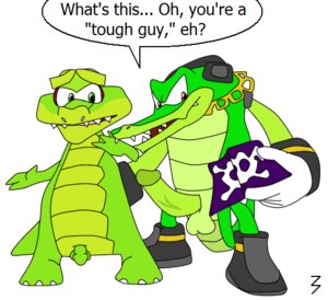 Rating: Explicit Score: 0 Tags: 3pac alligator anthro color crocodile crocodilian crossover dialogue diddy_kong_racing english_text front_view furry green_skin kremling krunch male male_only multiple_males nintendo nudity reptile rule34 scalie sega sonic_(series) sonic_the_hedgehog_(series) speech_bubble text vector_the_crocodile User: bunchy7s