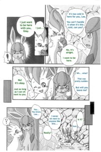 Rating: Safe Score: 0 Tags: ambiguous_gender blush breath canid canine chest_tuft comic dialogue duo e621 eeveelution english_text exclamation_point eye_contact female female_(lore) feral generation_4_pokemon glaceon greyscale hi_res leafeon looking_at_another male male/female male_(lore) mammal mikaduki_karasu monochrome nintendo open_mouth pokemon pokemon_(species) speech_bubble tail text thinking thoughtful_expression tuft User: bunchy7s
