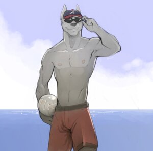 Rating: Safe Score: 0 Tags: 2009 anthro ball beach canid canine canis clothed clothing detailed_background e621 eyewear hat headgear headwear holding_ball holding_object male mammal outside panchi-tiger pose sand sea seaside sky solo sport sunglasses toony topless volleyball_(ball) water wolf User: bunchy7s