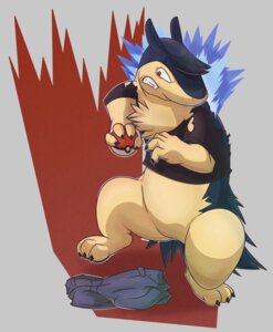 Rating: Safe Score: 0 Tags: abstract_background ambiguous_gender biped black_claws black_clothing black_hair black_shirt black_topwear blue_fire bottomless bottomwear chest_tuft claws clothed clothing colored_fire countershade_face countershade_torso countershading digital_media_(artwork) e621 embarrassed fan_character featureless_crotch feral fire front_view full-length_portrait fur generation_2_pokemon gloves_(marking) green_body green_fur grey_background grey_bottomwear grey_clothing grey_pants grimace hair heezy hi_res holding_object holding_pokeball leg_markings looking_away markings nintendo nude on_one_leg pants pokeball pokemon pokemon_(species) portrait red_background red_eyes shirt simple_background socks_(marking) solo standard_pokeball standing tan_body tan_countershading tan_skin tony_(typhlosion) topwear torn_clothing transformation tuft typhlosion undressing User: bunchy7s