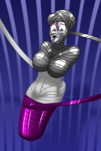Rating: Questionable Score: 0 Tags: 2:3 anthro bdsm bondage bound bound_female breasts duct_tape e621 encasement explanation female gag gagged glistening green_eyes immobilization jasentamiia latex mummification mummified mummy muzzle_(object) muzzled ribbons solo stuck submissive submissive_female suspension tape tape_bondage tape_gag tape_muzzle trapped undead User: bunchy7s