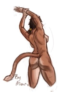 Rating: Questionable Score: 0 Tags: anthro biped black_hair breasts brown_body brown_fur butt cougar e621 felid feline female fur hair mammal mariart nipples nude ponytail raised_arm rear_view side_boob signature simple_background solo standing tail white_background User: bunchy7s