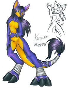Rating: Safe Score: 0 Tags: anthro bandage black_hair bracelet breasts clothed clothing countershading e621 female fur hair jewelry kangaroo macropod mammal marsupial multicolored_body nude pose purple_hair simple_background solo tail tail_tuft topless tuft unknown_artist white_background yellow_body yellow_countershading User: bunchy7s