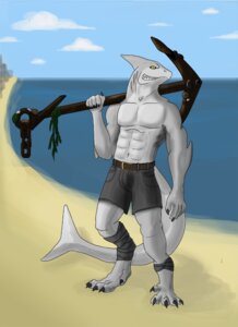 Rating: Safe Score: 0 Tags: 2012 abs ahleage anchor anthro aquatic bandage beach belt biceps bottomwear bulge claws clothed clothing cloud detailed_background e621 fish great_white_shark grin mackerel_shark male muscular muscular_anthro muscular_male outside pecs sand scales sea seaside shark shorts sky smile solo tail toe_claws topless water white_shark yellow_eyes User: bunchy7s