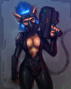 Rating: Questionable Score: 0 Tags: 2012 4:5 anthro armwear blue_eyes blue_hair blue_nails breasts claws cleavage clothed clothing colored colored_nails cybernetics cyberpunk cyborg dark domestic_cat e621 elbow_gloves eyewear eyewear_on_head felid feline felis female fingerless_gloves full_cleavage future futuristic gas_mask gloves glowing glowing_eyes goggles goggles_on_head gun hair handgun handwear holding_gun holding_handgun holding_object holding_ranged_weapon holding_weapon inner_boob looking_at_viewer machine mammal mask nails neurodyne paint_splatter ranged_weapon science_fiction simple_background slime solo standing suit tail unzipped_bodysuit weapon User: bunchy7s