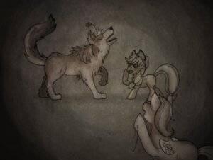 Rating: Safe Score: 0 Tags: applejack_(mlp) canid canine canis captain_courage e621 earth_pony equid equine feathered_wings feathers female feral friendship_is_magic group hasbro horse mammal monochrome my_little_pony mythological_creature mythological_equine mythology pegasus pony quadruped simple_background tail thedarkfear toony wings wolf User: bunchy7s