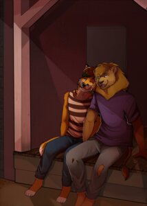 Rating: Safe Score: 0 Tags: anthro black_nose blonde_hair bottomwear brown_hair canid canine clothing denim denim_bottomwear denim_clothing duo e621 felid fox fur green_eyes green_hair hair hand_holding jeans lion male male/male mammal mane orange_body orange_fur pantherine pants romantic romantic_couple shirt smile solarbyte tail tail_tuft tank_top teeth topwear tuft white_body white_fur User: bunchy7s