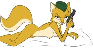 Rating: Questionable Score: 0 Tags: anthro bed biped canid canine e621 eyewear female fox furniture glasses gun handgun looking_at_viewer lt._fox_vixen lying mammal on_front pillow pistol ranged_weapon sek_studio solo squirrel_and_hedgehog tail unknown_artist weapon User: bunchy7s