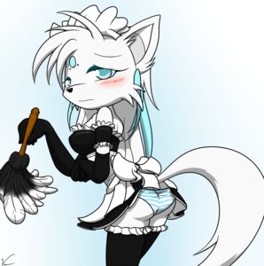 Rating: Questionable Score: 0 Tags: anthro arctic_fox biped black_nose blue_eyes blush butt canid canine cleaning_tool clothing cryo_(redwulfi) e621 feather_duster female fox fur gloves hair handwear legwear looking_at_viewer maid_uniform mammal panties sandwich-anomaly solo standing stockings true_fox underwear uniform white_body white_fur User: bunchy7s