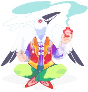 Rating: Safe Score: 0 Tags: anthro avian beak black_beak black_body black_feathers clothing colorful_theme e621 feathers heart_symbol looking_at_viewer male mammal simple_background solo white_background white_body white_feathers yolk_(artist) User: bunchy7s