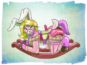 Rating: Explicit Score: 0 Tags: anthro astolpho bdsm bit_gag blonde_hair bondage bondage_gear bondage_gloves border bound bridle clean_diaper clothed clothing cocking_horse collar cuff_(restraint) diaper digital_media_(artwork) dildo_saddle e621 female fur gag gagged hair handwear lagomorph latex leash leporid mammal mixed_media painting_(artwork) pink_body pink_diaper pink_fur pink_hair rabbit rael_bunni_(character) restraints rocking_horse saddle solo submissive submissive_female tassels thigh_cuffs traditional_media_(artwork) watercolor_(artwork) wearing_diaper User: bunchy7s