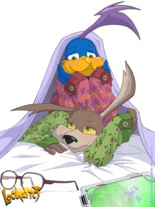 Rating: Safe Score: 0 Tags: 3:4 anthro avian beak bed bedding bird black_nose blanket blue_body blush brown_body brown_fur canid canine canis clothing coyote cuculiform duo e621 eyewear fangs feathers fur furniture glasses green_eyes grin inside jodi-seer loonatics_unleashed looney_tunes lying male male/male mammal new_world_ground_cuckoo on_bed on_front pajamas pose rev_runner roadrunner romantic romantic_couple simple_background smile tech_e._coyote teeth toony under_covers warner_brothers User: bunchy7s