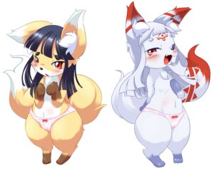 Rating: Questionable Score: 0 Tags: anthro black_hair blush canid canine clothing duo e621 female fox hair mammal panties pink_blush red_blush red_eyes sakame_(ukan_muri) tail tsune-hime ukan_muri underwear wazawai_kitsune_no_kuzure-chan white_hair User: bunchy7s