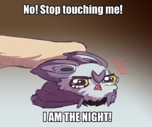 Rating: Safe Score: 0 Tags: 6:5 ambiguous_gender bat duo e621 english_text fangs generation_6_pokemon low_res mammal membrane_(anatomy) membranous_wings nintendo noibat pokemon pokemon_(species) stop_touching_me_i_am_the_night teeth text unknown_artist wings User: bunchy7s
