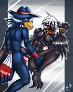 Rating: Explicit Score: 0 Tags: 2010 4:5 anthro anthro_on_anthro anthrofied avian beak bird black_body black_feathers black_nipples black_skin black_vulva blue_body blue_hair blush bodily_fluids breasts clitoris clothing collar corvid cum cum_in_vagina cum_inside digital_media_(artwork) duo e621 ear_piercing erection eye_contact feathered_wings feathers female female_penetrated from_front_position generation_4_pokemon genital_fluids genitals hair hat headgear headwear hi_res honchkrow interspecies katsuke krow looking_at_another lying male male/female male_penetrating male_penetrating_female markings missionary_position nintendo nipple_piercing nipples non-mammal_breasts non-mammal_nipples nude on_back oscine passerine penetration penile penile_penetration penis penis_in_vagina piercing pokemon pokemon_(species) pokemorph red_eyes red_markings sex spread_legs spreading stripes vaginal vaginal_penetration vulva white_hair wings User: bunchy7s