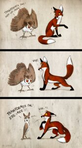 Rating: Safe Score: 0 Tags: 2010 :d avian beak bird brown_body brown_feathers canid canine countershading culpeofox d: duo e621 eye_contact feathered_wings feathers feral fox hi_res looking_at_another male mammal markings owl red_eyes smile tail tail_feathers tail_markings toony white_body white_countershading white_feathers wings yellow_eyes User: bunchy7s