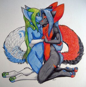 Rating: Safe Score: 0 Tags: 2011 anthro black_body black_fur blue_body blue_eyes blue_fur blue_hair blue_markings blue_pawpads breast_squish breasts breasts_frottage canid canine chest_tuft claws dawniie_aeonix duo e621 featureless_breasts female female/female fur gloves_(marking) green_hair green_pawpads grey_background hair half-closed_eyes hand_holding kneeling leg_markings long_hair mammal markings narrowed_eyes navel orange_body orange_fur orange_markings pawpads simple_background smile socks_(marking) squish temrin temrin_sanjem toe_claws tuft white_background white_body white_fur User: bunchy7s