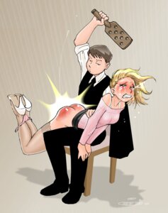 Rating: Explicit Score: 0 Tags: 1boy 1girls angie_(kamitora) bent_over blonde_hair blue_eyes brown_hair crying female femsub high_heels kamitora male maledom paddle panties red_ass rule34 spanking submissive tears thighhighs User: bunchy7s