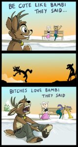 Rating: Questionable Score: 0 Tags: anthro antlers barefoot being_watched bell bell_collar belly belt bench black_nose bodily_fluids bottomwear broken_bone broken_leg brown_body brown_fur brown_hair canid canine cats_don't_dance clothed clothing cloven_hooves collar comic crop_top day deer domestic_cat e621 english_text eyes_closed feet felid feline felis female fluffy fluffy_tail frown fully_clothed fur gesture grin group hair hat headgear headwear hooves horn humor ice long_skirt looking_at_another male mammal navel on_bench open_mouth outside pants paws pink_nose pink_tongue plant profanity sawyer_(cats_don't_dance) scarf screaming shirt short_tail silhouette simple_background sitting sitting_on_bench skirt smile snow solo_focus tail tan_belly tan_body tan_fur tank_top text tirrel tirrel_(tirrel) tongue topless topless_male topwear tree vomit vomiting vomiting_on_ground warner_brothers waving white_body white_fur white_hair worried wounded User: bunchy7s