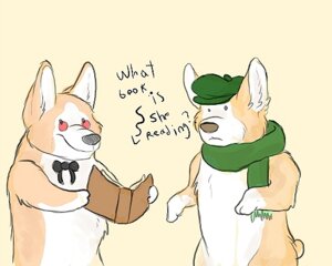 Rating: Safe Score: 0 Tags: 5:4 ambiguous_gender anthro biped book bottomless bow_(feature) bow_tie canid canine canis clothed clothing countershading digital_media_(artwork) directional_arrow domestic_dog duo e621 english_text eyewear female glasses green_clothing green_hat green_headwear green_neckwear green_scarf hat headgear headwear herding_dog holding_book holding_object low_res mammal nude pastoral_dog phylum pince-nez reading red_eyewear red_glasses scarf semi-anthro simple_background text welsh_corgi what yellow_background User: bunchy7s Rating: Safe Score: 0 Tags: 5:4 ambiguous_gender anthro biped book bottomless bow_(feature) bow_tie canid canine canis clothed clothing countershading digital_media_(artwork) directional_arrow domestic_dog duo e621 english_text eyewear female glasses green_clothing green_hat green_headwear green_neckwear green_scarf hat headgear headwear herding_dog holding_book holding_object low_res mammal nude pastoral_dog phylum pince-nez reading red_eyewear red_glasses scarf semi-anthro simple_background text welsh_corgi what yellow_background User: bunchy7s