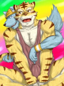 Rating: Explicit Score: 0 Tags: 3:4 anthro balls blush bottomless bulge canid canine canis clothed clothing duo e621 erection felid from_behind_position genitals hug male male/male mammal muscular pantherine penis penis_under_shirt sex sitting tail tiger unwanted_erection wolf えんほう User: bunchy7s