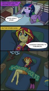 Rating: Safe Score: 0 Tags: 2014 alternate_species anthro armor ball basketball bedding blanket book boots bottomwear canid canine canis clothed clothing comic domestic_dog e621 english_text equestria_girls eyes_closed female footwear green_eyes hair hasbro headgear helmet hi_res human humanized jacket library male mammal multicolored_hair my_little_pony purple_body purple_eyes purple_skin shoes skirt sleeping soccer_ball spike_(eg) sunset_shimmer_(eg) text topwear twilight_sparkle_(eg) two_tone_hair uotapo User: bunchy7s