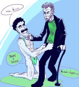 Rating: Explicit Score: 0 Tags: actor artist_request banana_hammock borat_(2006) borat_sagdiyev bulge caucasian caucasian_male celebrity crossover dialogue green_mankini gregory_house house_(series) hugh_laurie in_character male male_only mankini rule34 sacha_baron_cohen User: bunchy7s