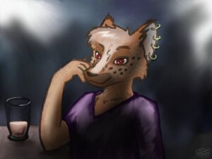 Rating: Safe Score: 0 Tags: 4:3 abstract_background acru_jovian alcohol anthro bar beverage biped bust_portrait canid canine clothing container cup dark digital_media_(artwork) digital_painting_(artwork) e621 ear_piercing food fur hybrid hyena male mammal painting_(artwork) piercing portrait purple_clothing purple_topwear shirt simple_background sitting solo spotted_hyena topwear User: bunchy7s