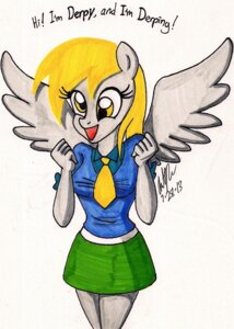 Rating: Safe Score: 0 Tags: 2013 accessory anthro anthrofied biped blonde_hair bottomwear clothing derp_eyes derpy_hooves_(mlp) dialogue e621 english_text equid equine feathered_wings feathers female friendship_is_magic grey_body grey_feathers hair hasbro hi_res mammal my_little_pony mythological_creature mythological_equine mythology necktie newyorkx3 pegasus shirt simple_background skirt smile solo standing text topwear white_background wings yellow_eyes User: bunchy7s