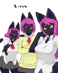 Rating: Safe Score: 0 Tags: 2007 4:5 5_fingers :3 anthro black_body black_fur black_nose blush blush_stickers bottomwear breasts chest_tuft claws clothed clothing e621 eye_piercing eye_scar eyes_closed facial_scar felid female finger_claws fingers fur grey_bottomwear grey_clothing grey_skirt group hair kemonon looking_at_viewer mammal mouth_closed one_eye_closed open_mouth orange_eyes pawpads pink_hair pink_pawpads portrait red_ribbon scar shirt sibling_(lore) simple_background skirt smile tail three-quarter_portrait tongue topwear trio tuft whiskers white_background white_clothing white_shirt white_topwear wishbone_mouth yellow_clothing yellow_sclera User: bunchy7s