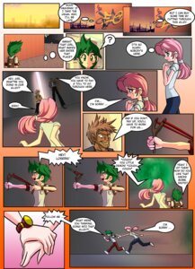 Rating: Safe Score: 0 Tags: absurd_res afternoon alternate_species clothed clothing comic dialogue e621 english_text female fluttershy_(mlp) friendship_is_magic green_hair hair hasbro hat headgear headwear hi_res human humanized male mammal mauroz multicolored_hair my_little_pony pink_hair ranged_weapon slingshot spike_(mlp) text thugs weapon User: bunchy7s