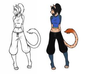 Rating: Safe Score: 0 Tags: 2014 anthro black_hair breasts brown_body brown_fur chiroina chyo clothed clothing colored e621 felid female flat_colors fur green_eyes hair hi_res line_art mammal solo striped_body striped_skin stripes User: bunchy7s