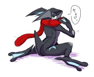 Rating: Safe Score: 0 Tags: amphibian anthro arched_back barefoot biped black_body black_skin butt e621 esel_(artist) feet female generation_6_pokemon green_eyes greninja japanese_text long_tongue looking_at_viewer looking_back membrane_(anatomy) ninja nintendo pokemon pokemon_(species) red_tongue seductive shadow shiny_pokemon simple_background sitting solo spread_legs spreading text toes tongue tongue_out wariza warrior webbed_feet webbed_hands white_background User: bunchy7s