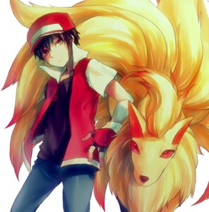 Rating: Safe Score: 0 Tags: black_hair bottomwear canid canine clothed clothing dada duo e621 feral fully_clothed generation_1_pokemon hair hat headgear headwear human male mammal multi_tail ninetales nintendo nude pants pokemon pokemon_(species) pokemon_trainer red_(pokemon) red_eyes shirt simple_background tail topwear white_background User: bunchy7s