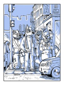 Rating: Safe Score: 0 Tags: anthro bear border canid canine car city crowd e621 felid group lagomorph male mammal monochrome rayfkm scarf street traffic vehicle white_border User: bunchy7s