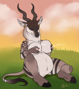 Rating: Questionable Score: 0 Tags: absurd_res antelope anthro belly big_belly big_breasts biped bodily_fluids bovid breasts cloud cloven_hooves e621 ear_piercing eyes_closed female hi_res hooves horn keishinkae khana_liis lactating mammal navel nipple_fetish nipple_pinch nipple_play nipples nude outside piercing pinch pregnant sitting sky solo tattoo User: bunchy7s