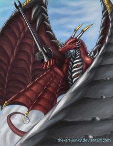Rating: Safe Score: 0 Tags: bandai_namco digimon digimon_(species) dragon e621 examon green_eyes holding_object holding_weapon horn lance male melee_weapon mythological_creature mythological_scalie mythology polearm red_body red_scales scales scalie solo tail the-art-junky weapon wings User: bunchy7s
