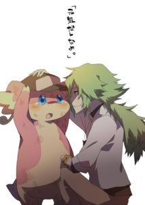 Rating: Safe Score: 0 Tags: audino blush bodily_fluids clothing duo e621 eye_contact generation_5_pokemon hat headgear headwear human humanoid japanese_text kemono konbu looking_at_another male mammal n_(pokemon) nintendo pokemon pokemon_(species) simple_background tears text white_background wounded User: bunchy7s