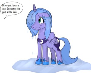 Rating: Safe Score: 0 Tags: abuse blue_body blue_eyes blue_feathers blue_hair cutie_mark e621 english_text equid equine feathered_wings feathers female feral friendship_is_magic hair hasbro horn humor joke long_hair mammal my_little_pony mythological_creature mythological_equine mythology princess_luna_(mlp) quadruped sad short_hair simple_background solo tail text unknown_artist wet white_background winged_unicorn wings User: bunchy7s