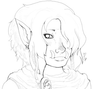Rating: Safe Score: 0 Tags: blush bust_portrait e621 female humanoid monochrome not_furry olimarpuke-chan portrait simple_background solo troll_(mythology) white_background User: bunchy7s