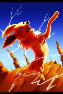 Rating: Safe Score: 0 Tags: ambiguous_gender black_bars canid canine daesiy desert e621 eeveelution electricity feral generation_1_pokemon jolteon letterbox lightning mammal nintendo outside pokemon pokemon_(species) purple_eyes sky solo thunder User: bunchy7s