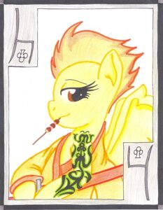 Rating: Safe Score: 0 Tags: asian_clothing brown_eyes card card_template clothed clothing clubs_(suit) dumplings e621 east_asian_clothing equid equine feathered_wings feathers female food four_of_clubs friendship_is_magic fur hair hasbro japanese_clothing katana kimono mammal melee_weapon mouth_hold my_little_pony mythological_creature mythological_equine mythology number object_in_mouth pegasus playing_card playing_card_template smile solo spitfire_(mlp) suit_symbol sword tattoo the1king traditional_media_(artwork) weapon wings wonderbolts_(mlp) yellow_body yellow_feathers yellow_fur User: bunchy7s
